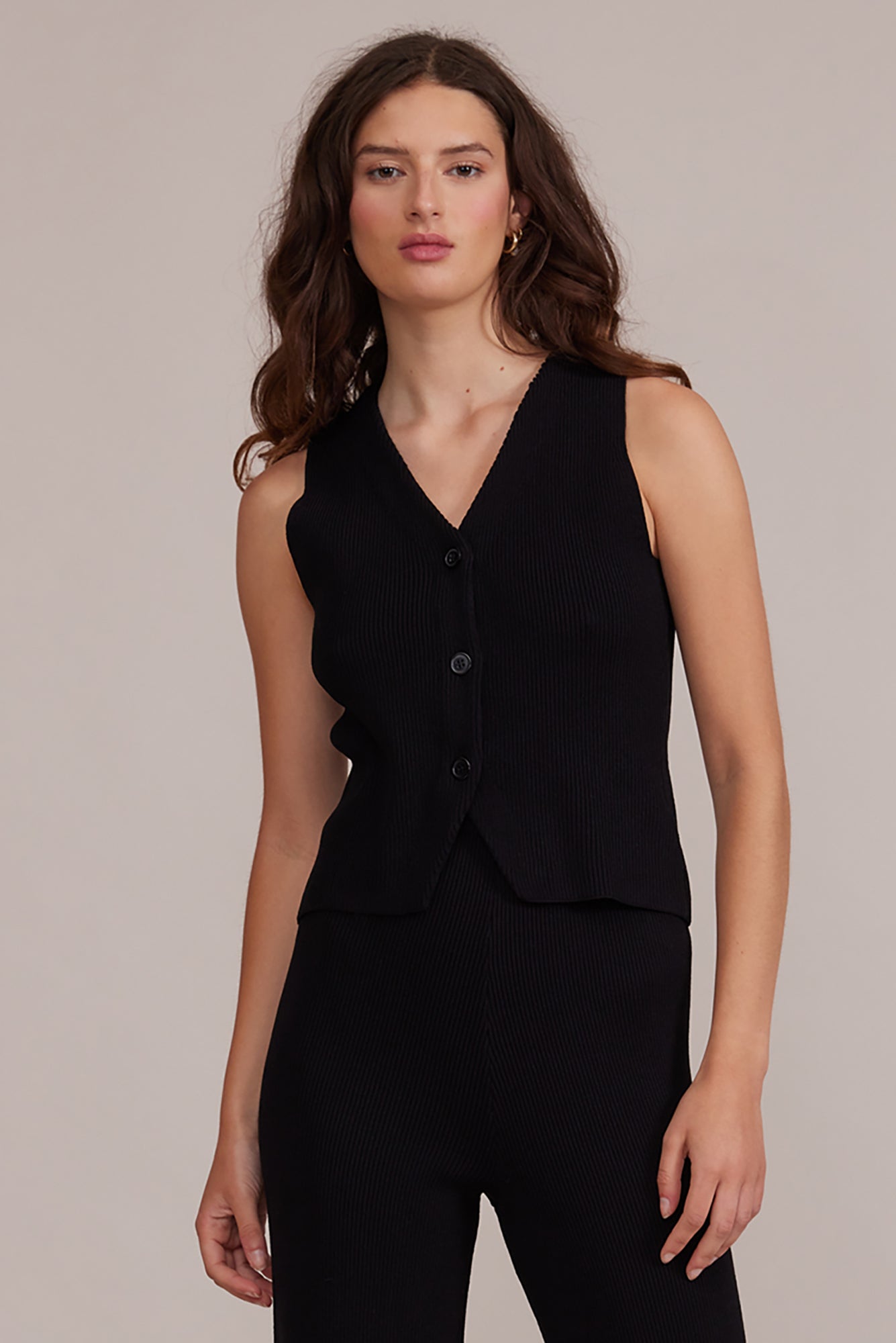 Lucy Paris (SW2995) Fiora Vest - Women's Three Button Vest in Black