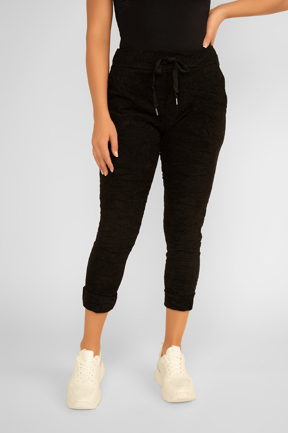 Women's Clothing ELISSIA (NF10440) Pull-On Mini Corduroy Pants in BLACK